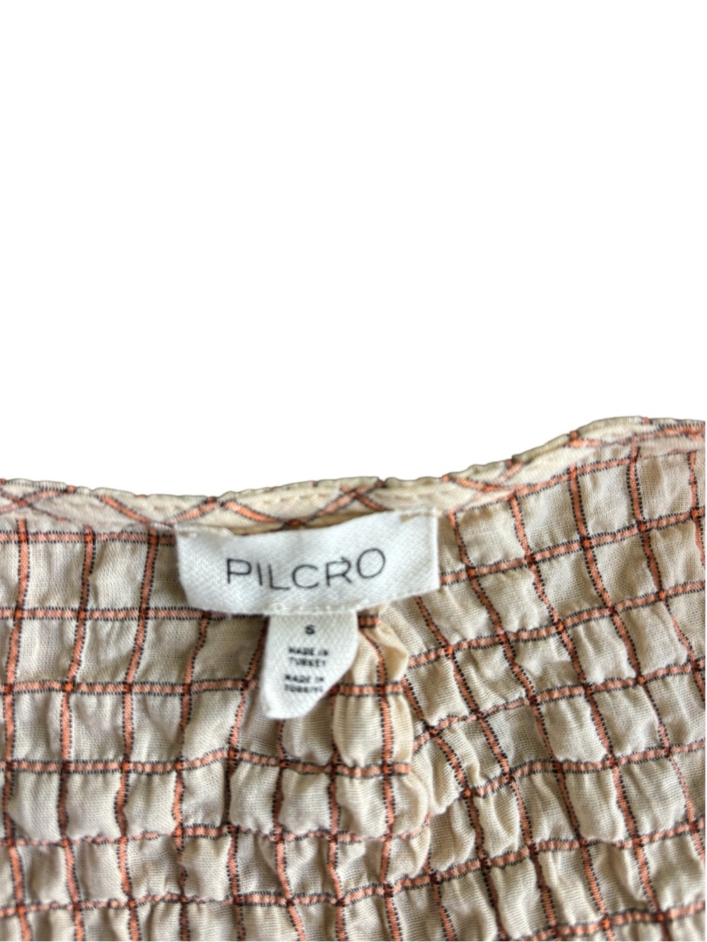 Anthropologie Pilcro Flutter-Sleeve Buttondown Shirt Neutral Crinkle Boho Chic - Picture 6 of 10